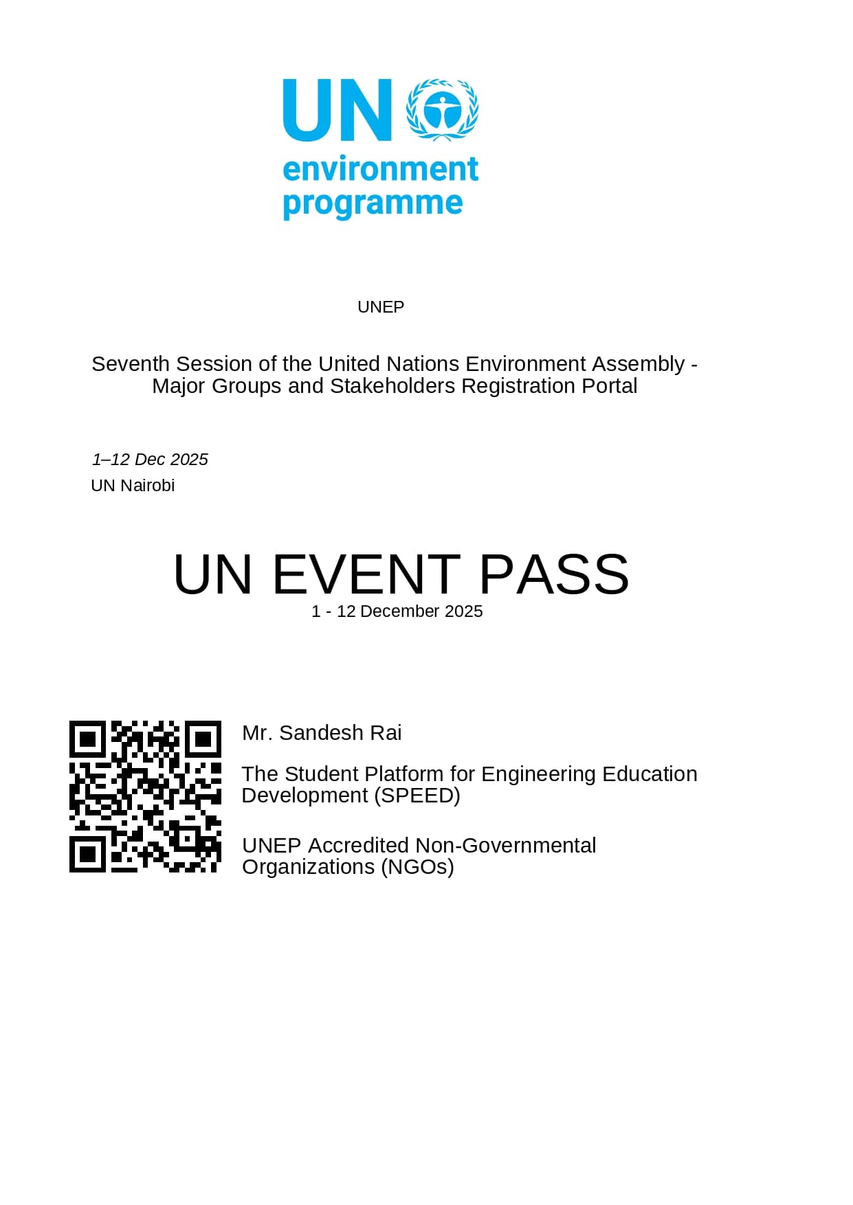 Youth Delegate at OECPR-7