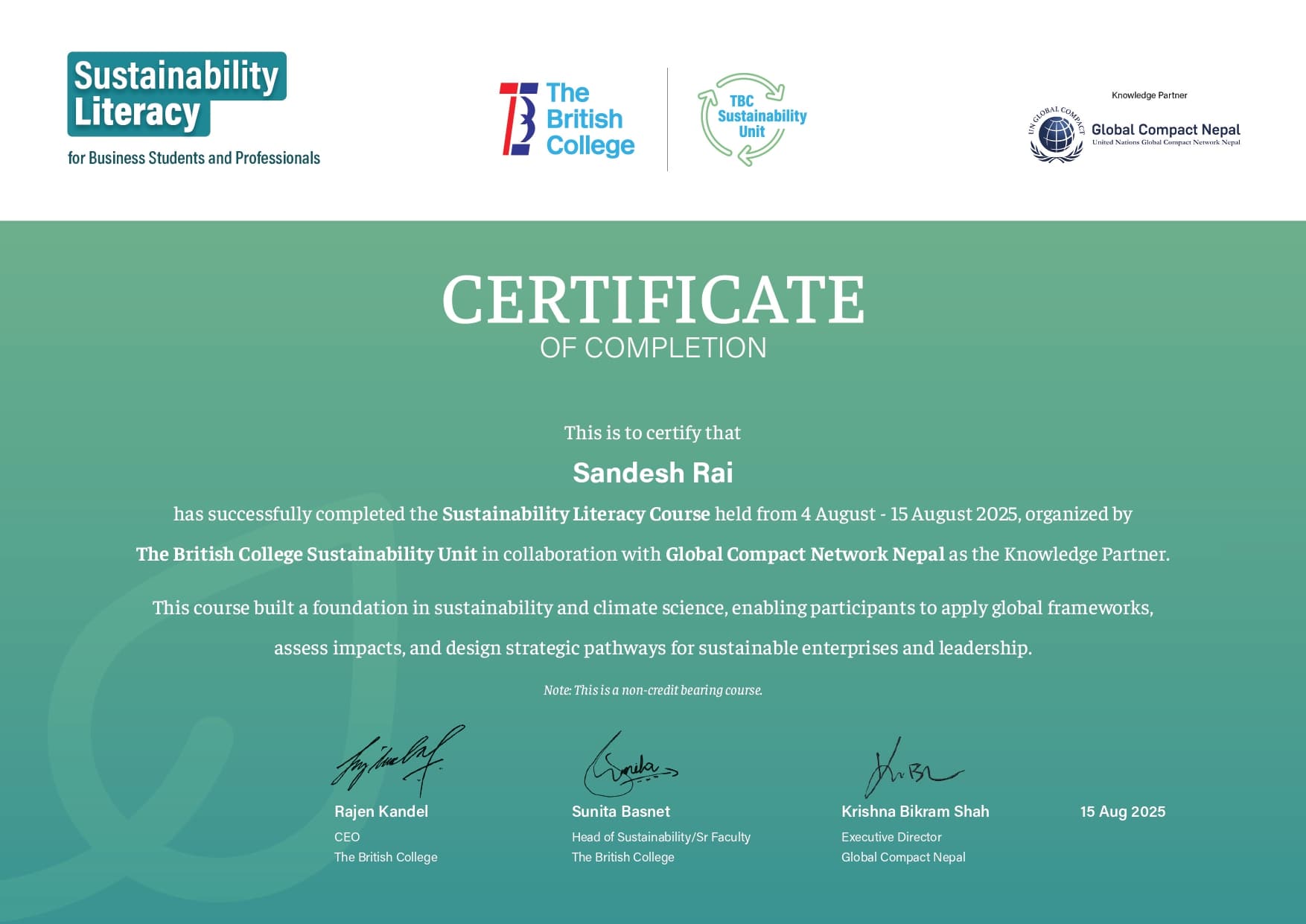 Sustainability Literacy